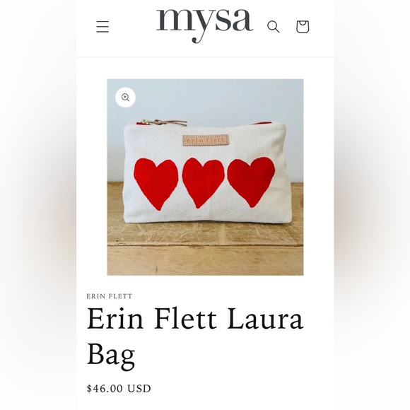Handbags - Cream and Red Heart Cosmetic Bag